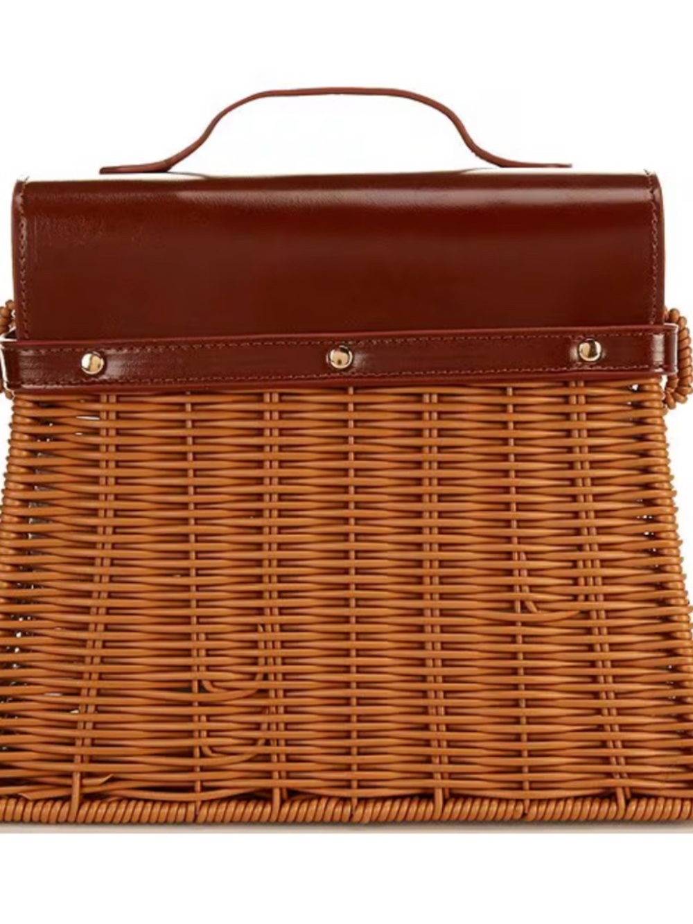 Gianni Bini x Cyd Morris The Dottie Brown Large Wicker Satchel Bag - Picture 3 of 9